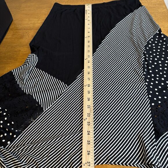 Chicos 1 Pieced Dots Stripe Hanky Hem Maxi‎ Skirt Womens US sz 8 Black White NWT - Picture 10 of 11